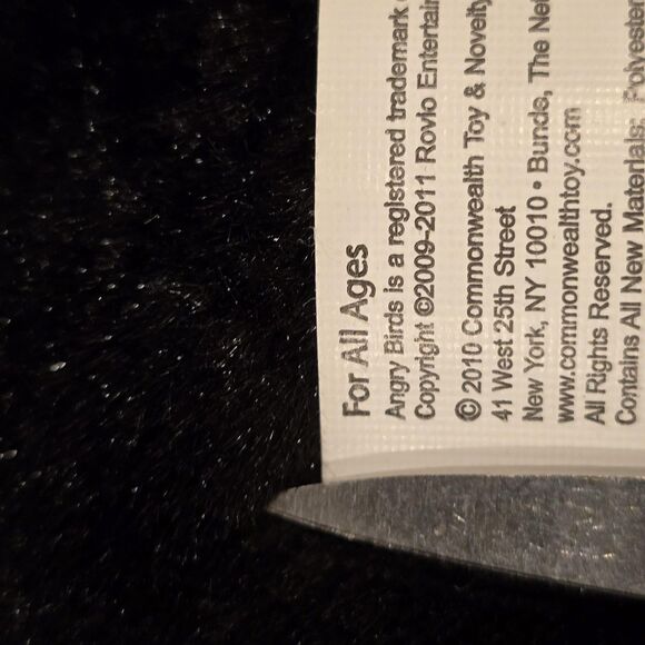 2010 Angry Birds Bomb Black Bird Plush Stuffed Toy 6" Rovio Commonwealth Promo - Picture 6 of 8